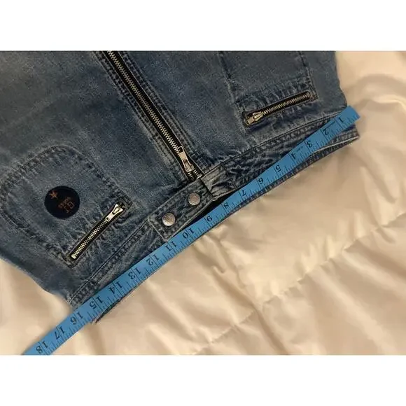 Vintage Y2K GUESS Jeans Mini Skirt FUZZY FLEECE Trim Zip Denim Size 29 8 M RAVER - Picture 4 of 8